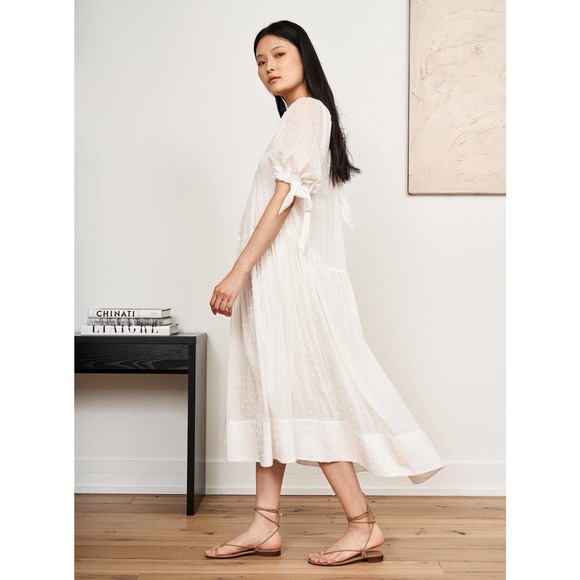 La Ligne NWT White Ballon Sleeves Clara Dot Swiss Dress Size M - Picture 11 of 11